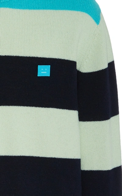 Shop Acne Studios Nimah Striped Wool Sweater In Green