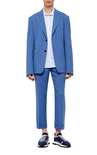 Shop Givenchy Cropped Virgin Wool Trousers In Blue