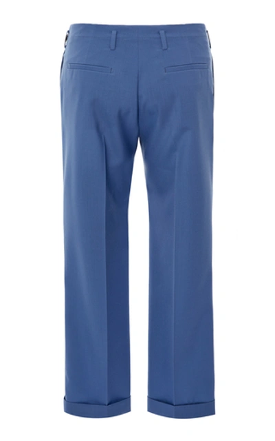 Shop Givenchy Cropped Virgin Wool Trousers In Blue