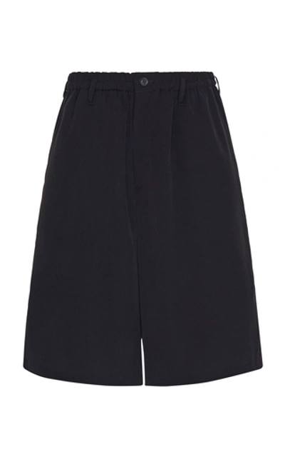 Shop Yohji Yamamoto Gathered Crepe De Chine Shorts In Black