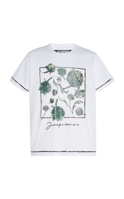 Shop Jacquemus Mala Printed Cotton-jersey T-shirt In Green