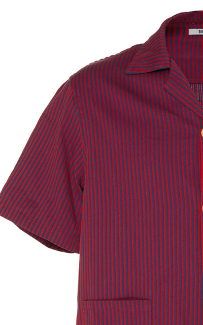 Shop Bode Micro Tent Striped Cotton Shirt In Red