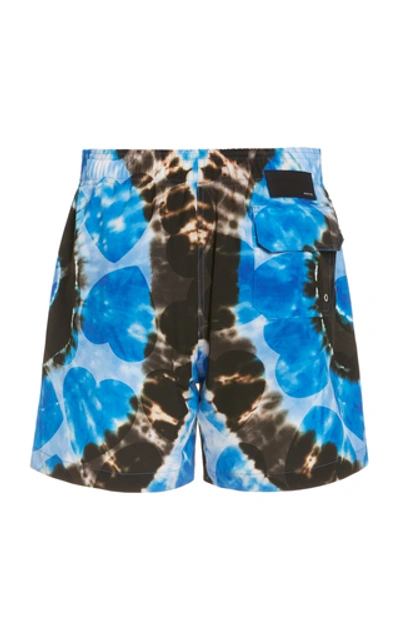 Shop Amiri Hearts Tie-dye Printed Swim Shorts In Blue