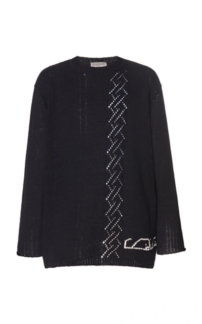 Shop Yohji Yamamoto Cotton Intarsia-knit Whale Sweater In Black