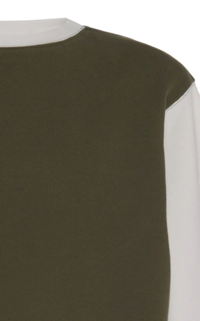 Shop Marni Color-block Cotton-terry Sweatshirt In Green
