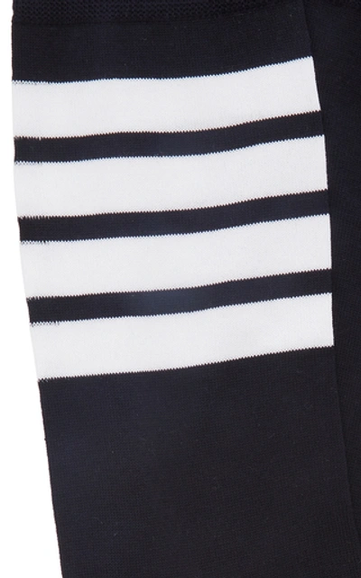 Shop Thom Browne Mid-calf Striped Cotton Socks In Navy