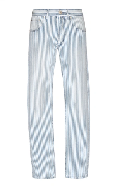 Shop Lanvin Pinstriped Slim-leg Jeans In Light Wash