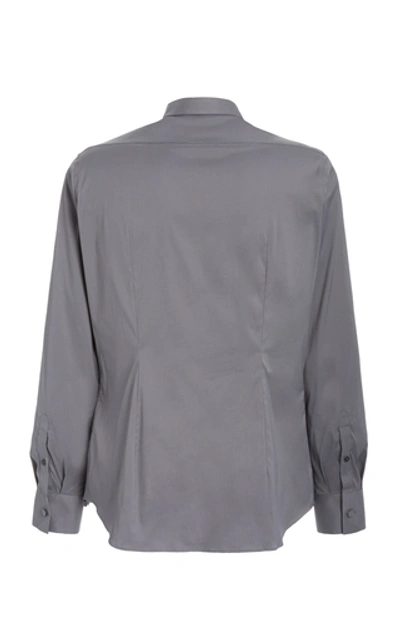 Shop Prada Logo Stretch-cotton Shirt In Grey