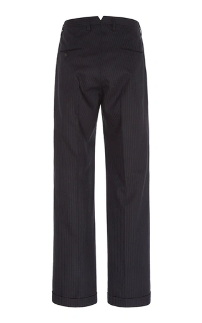 Shop Maison Margiela Wool-blend Straight-leg Pants In Navy