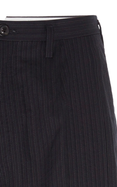 Shop Maison Margiela Wool-blend Straight-leg Pants In Navy