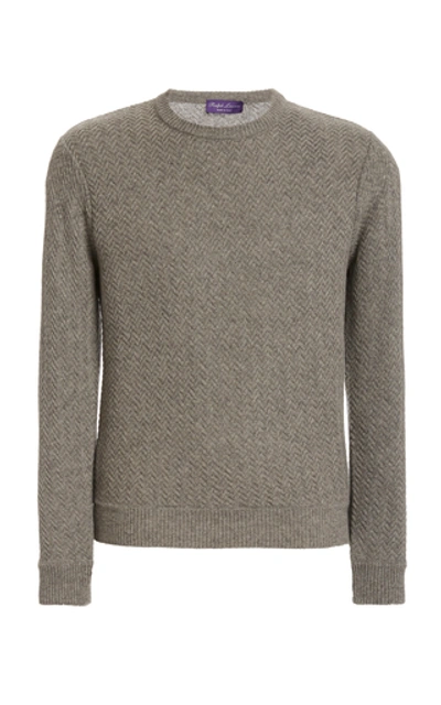 Shop Ralph Lauren Zig-zag Cashmere Sweater In Grey