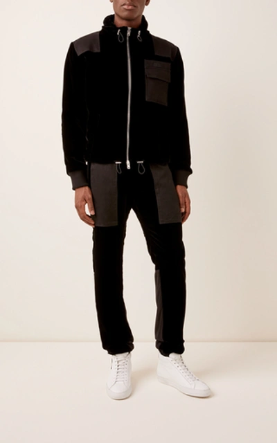 Shop Amiri Commando Tencel-paneled Velvet Track Pants In Black