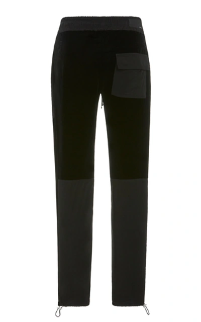 Shop Amiri Commando Tencel-paneled Velvet Track Pants In Black