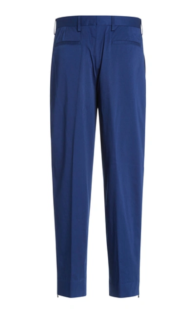 Shop Missoni Stripe-detailed Pleated Cotton Gabardine Trousers In Navy
