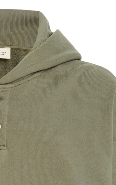 Shop Fear Of God Everyday Henley Cotton Hoodie In Green