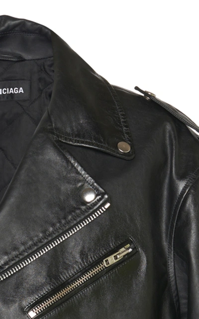 Balenciaga Men's Painted Leather Biker Jacket In Black | ModeSens