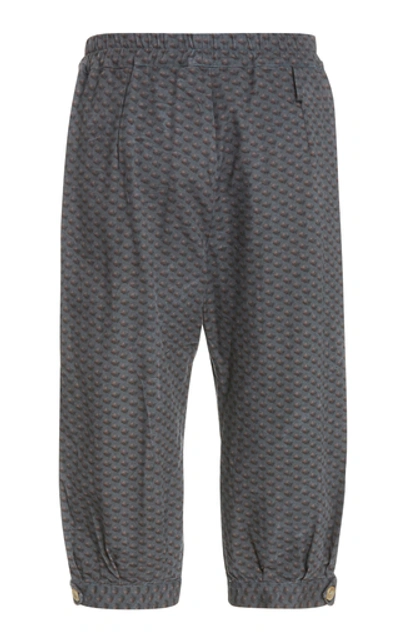 Shop By Walid Orson Printed Twill Cropped Pants In Navy