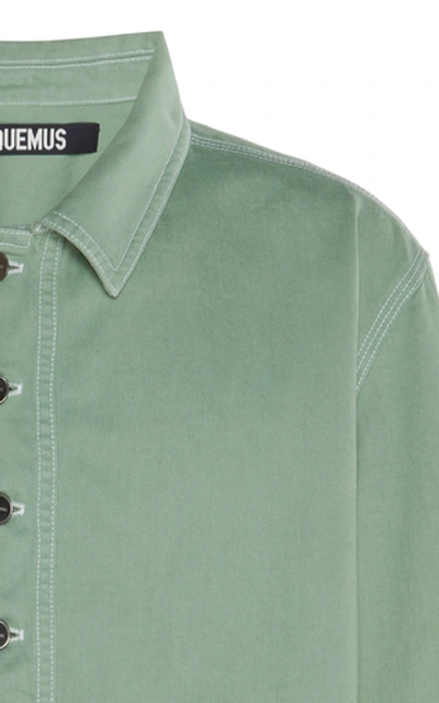 Shop Jacquemus La Vareuse De Nîmes Cotton-twill Pullover In Green