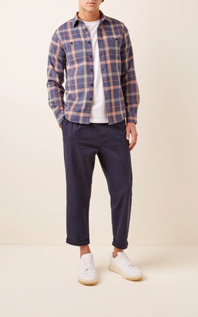 Shop Alex Mill Pleated Cotton Chino Pants In Navy