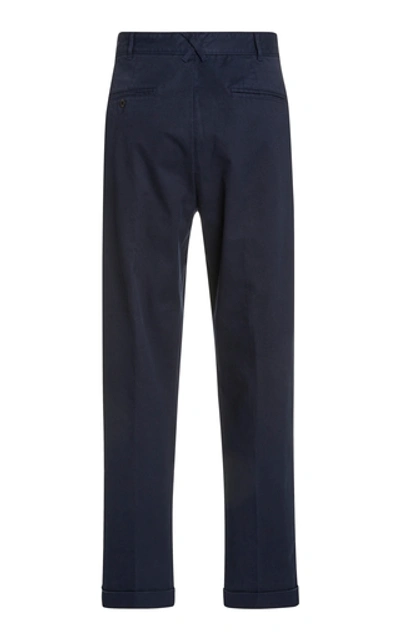 Shop Alex Mill Pleated Cotton Chino Pants In Navy