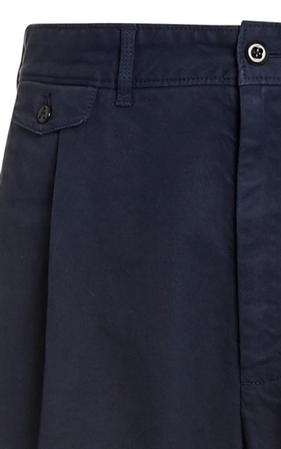 Shop Alex Mill Pleated Cotton Chino Pants In Navy