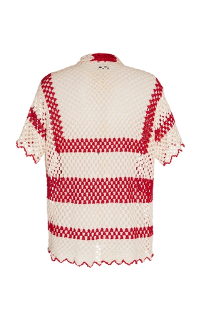 Shop Bode Crochet Big Top Shirt In Red