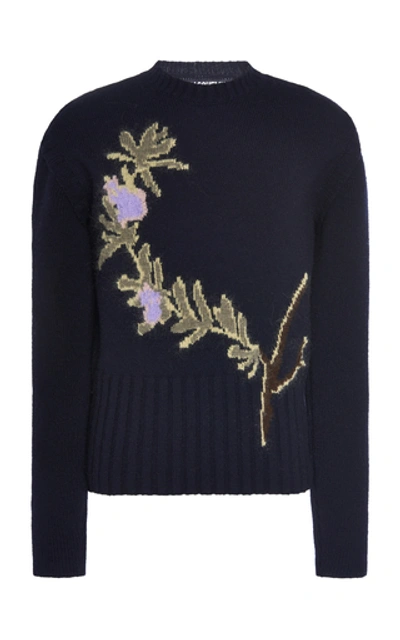 Shop Jacquemus La Maille Romarion Intarsia Wool-blend Sweater In Navy