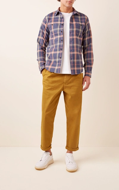 Shop Alex Mill Pleated Cotton Chino Pants In Yellow