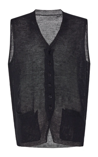 Shop Yohji Yamamoto Reversible Knit Vest In Black
