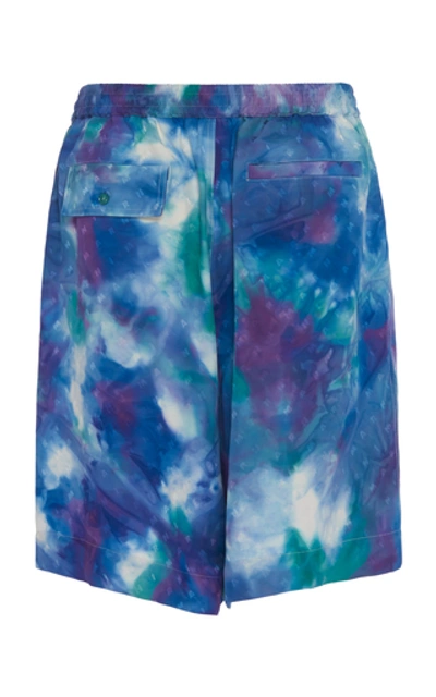 Shop Marni Tie-dyed Shell-jacquard Shorts In Blue