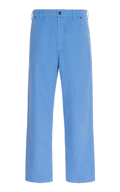 Shop Jacquemus Le De Nîmes Cotton-twill Straight-leg Pants In Blue