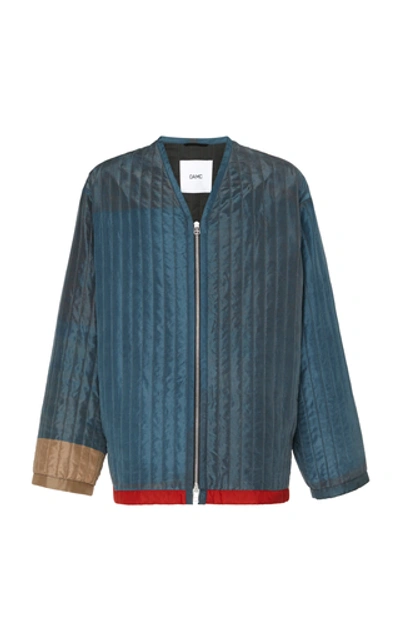 Shop Oamc Serra Quilted Cotton Jacket In Blue