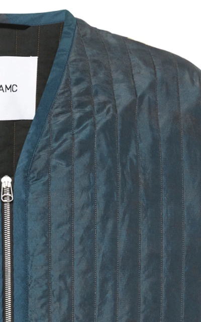 Shop Oamc Serra Quilted Cotton Jacket In Blue