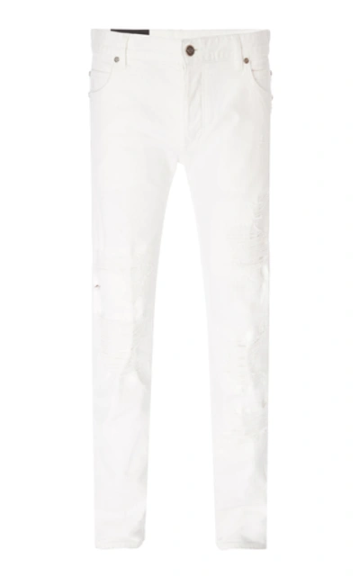 Shop Balmain Tapered Destroy Jean In White