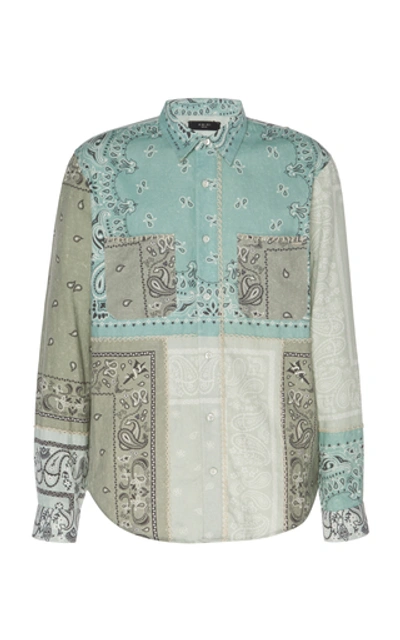 Shop Amiri Bandana Reconstructed Cotton Flannel Shirt In Green