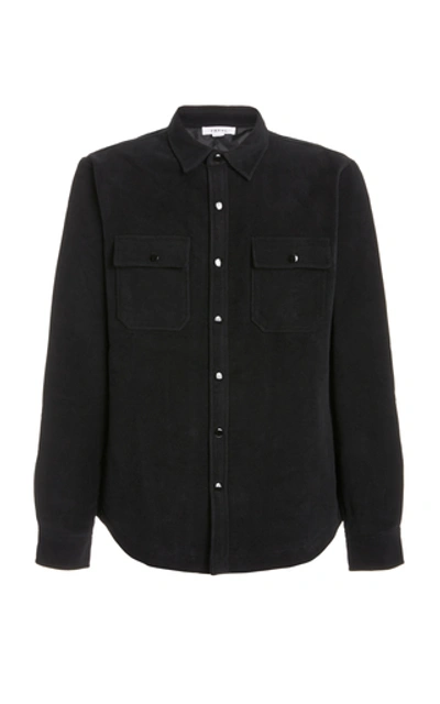 Shop Frame Moleskin Cotton Shirt Jacket In Black