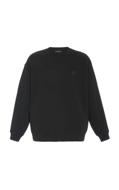 Shop Acne Studios Forba Appliquéd Cotton-jersey Sweatshirt In Black