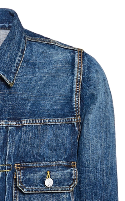 Shop Visvim Distressed Rigid Denim Jacket In Medium Wash