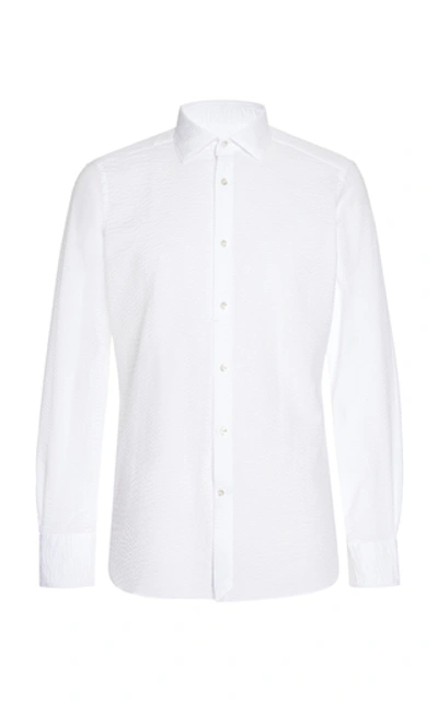 Shop Ermenegildo Zegna Cotton-twill Shirt In White
