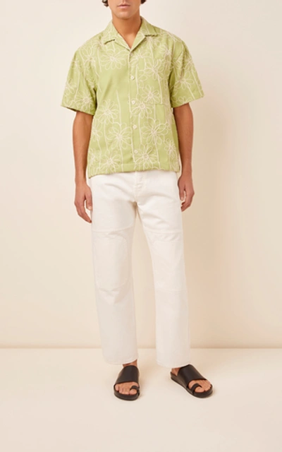 Shop Jacquemus La Chemise Embroidered Shirt In Green