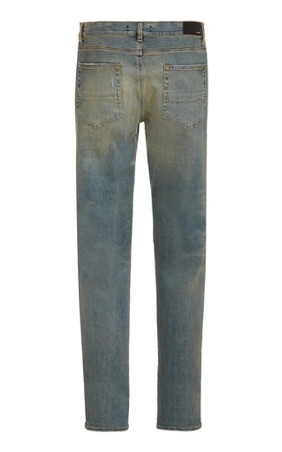 Shop Amiri Mx1 Distressed Slim-leg Jeans In Medium Wash