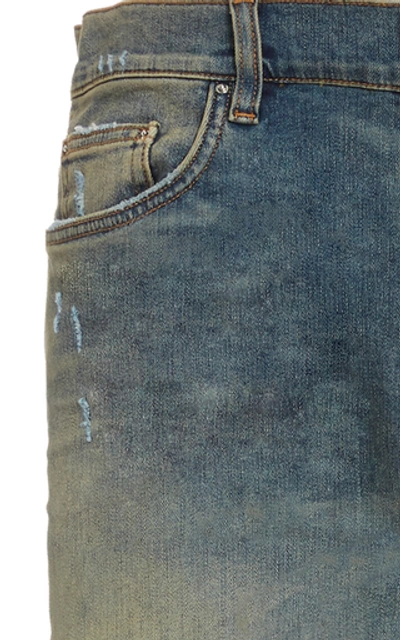 Shop Amiri Mx1 Distressed Slim-leg Jeans In Medium Wash