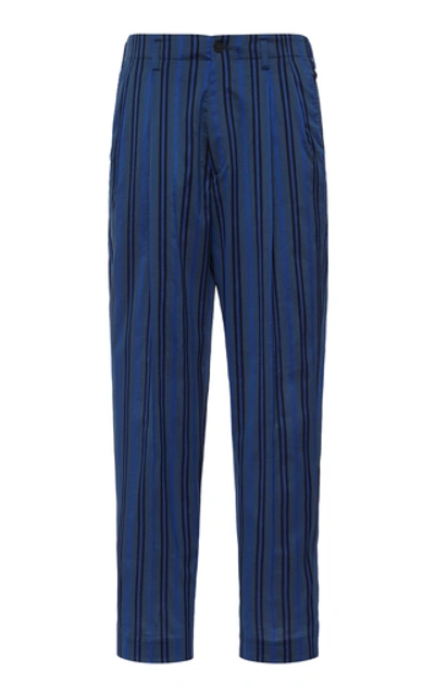 Shop Haider Ackermann High-rise Cotton-silk Pants In Blue