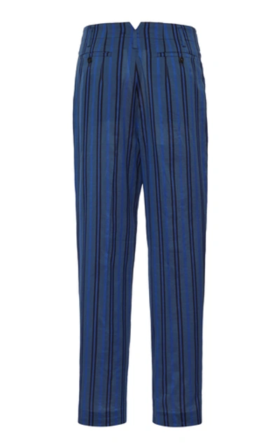 Shop Haider Ackermann High-rise Cotton-silk Pants In Blue