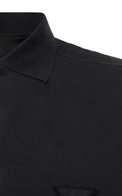 Shop Prada Cotton-piqué Polo Shirt In Black