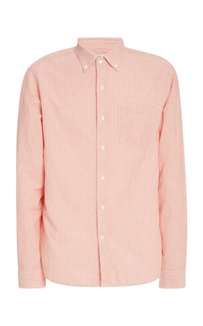 Shop Alex Mill Striped Cotton-linen Shirt In Pink