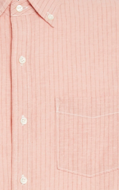 Shop Alex Mill Striped Cotton-linen Shirt In Pink
