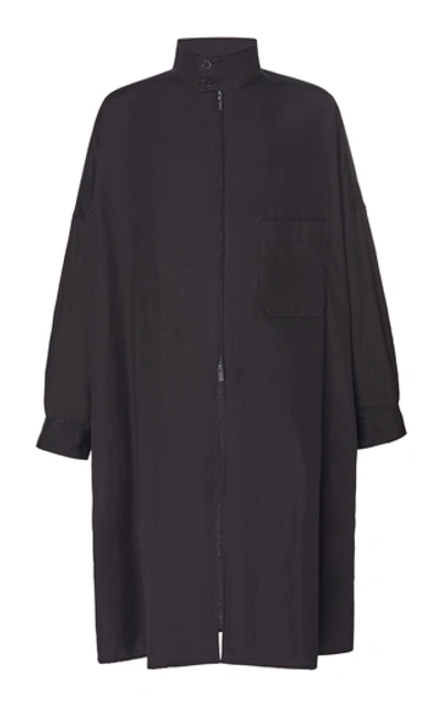 Shop Yohji Yamamoto Cotton-twill Long Coat In Black
