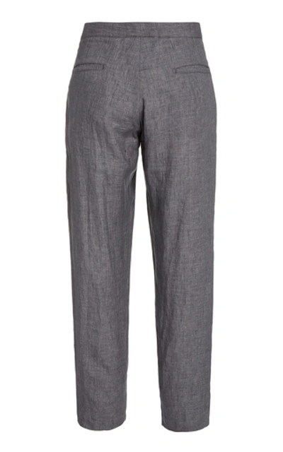 Shop Eidos Linen Straight-leg Trousers In Grey