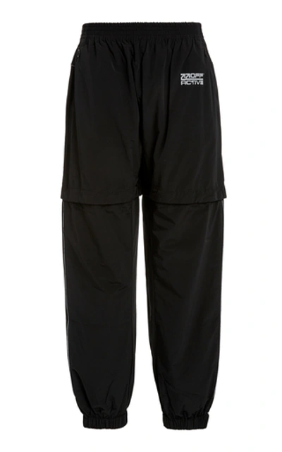 Shop Off-white Appliquéd Nylon Wide-leg Pants In Black